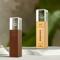 Trophée de récompense en verre cristal K9 avec socle en bois gravé avec logo gravé médaille en forme de bloc de sport pour décoration intérieure ou cadeau d'affaires