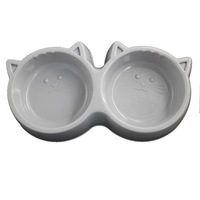Vente en gros de bols doubles pour petits chiens et chats Mangeoires à eau et à nourriture en plastique pour animaux de compagnie Assiette à dîner Fournitures pour animaux de compagnie