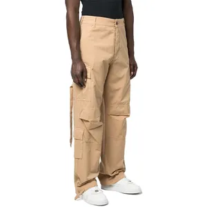 Wholesale cargo pants men trouser pants cargo pockets mens cotton twill washed pants