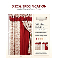 Voilage de fenêtre de luxe à deux couches de style américain, jacquard floral, occultant et isolant, avec passe-tringle, 100% polyester, prêt à poser, direct usine