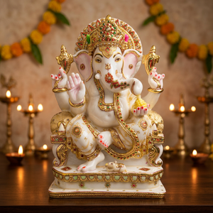 Estatua de Ganesha de Resina de Lujo |   Nirmala Handicrafts - Ídolo del Dios Ganesha Hecho a Mano, Religioso, Tradicional, Decorativo, para Mesa del Hogar, Regalo - Product Image 3