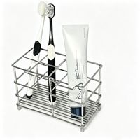 Organisateur de brosses à dents en acier inoxydable, support de comptoir à 2 niveaux, rangement pour salle de bain
