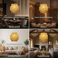 Lampe suspendue en rotin tressé à la main de style bohème, décoration de plafond en bambou Bofo pour restaurant, café