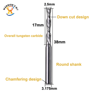 Chiến binh của <span class=keywords><strong>bit</strong></span> downcut End <span class=keywords><strong>Mill</strong></span> 1/<span class=keywords><strong>8</strong></span> inch End <span class=keywords><strong>Mill</strong></span> <span class=keywords><strong>3</strong></span>/<span class=keywords><strong>8</strong></span> "downcut xoắn ốc Router bits cho cắt gỗ - Product Image 4