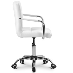 <b>White</b> Artificial <b>Leather</b> <b>Office</b> <b>Chair</b> Swivel With Wheels Ergonomic For <b>Office</b> Use - Product Image 3