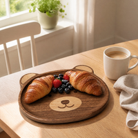 Beervormig houten dienblad, snackbord, fruitplateau, walnoot hout, huisdecoratie, keuken, diner, feest, cadeau