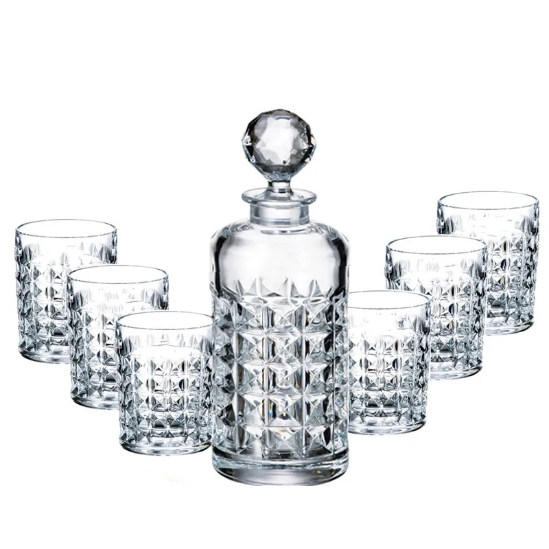 Neuzugang Luxus Premium Whiskey einzigartiges Klarschutzglas Tasse Dekanter-Set Weingläser Eisen Party Trinkglas Kristallglas