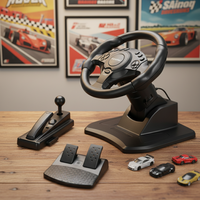 Volant de jeu vidéo C-STAR avec moteur à vibrations, angle et position d'inclinaison réglables pour //PC