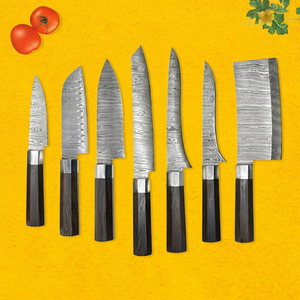 Ensemble de couteaux de chef de style japonais très vendu, couteaux de cuisine professionnels, 3 pièces, acier inoxydable écologique, fabrication artisanale en bois de rose - Product Image 1