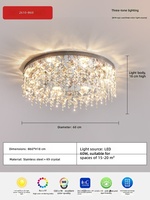 Plafonnier LED moderne de luxe en acier inoxydable, à intensité variable, style nordique, avec cristaux, pour chambre et salle à manger