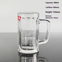 HXGLASS Gelas Transparan Bebas Timbal 16oz Kapasitas Besar Motif Nanas dengan Pegangan untuk Teh Kopi Mug