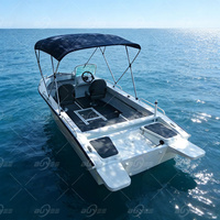 Perahu Hiburan Olahraga Santai Berbahan Bakar Bensin 4.98M /16.3 Ft 8 Orang Mesin Tempel Aluminium Perahu Pancing dengan Kabin Dijual