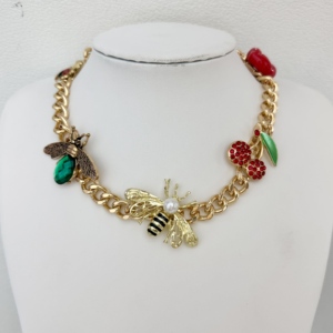 טרנד אופנה חדשה, שרשרת קוביה, שרשרת קסם דובדבן שרשרת זהב גושי טון זהב גושי רב-תליון תכשיטים - Product Image 3