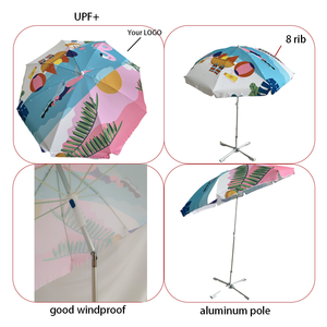 Sombrilla de Playa Portátil de 40 Pulgadas, Revestimiento Plateado Oxford 210D, Resistente al Viento, con Inclinación Ajustable para Piscina al Aire Libre, Venta al Por Mayor - Product Image 2