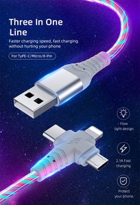 Cargadores de teléfono LED brillantes de tres a uno y Cable DE DATOS Micro/tipo C/IOS para iPhone 5V 2.4A Cable de carga rápida - Product Image 4