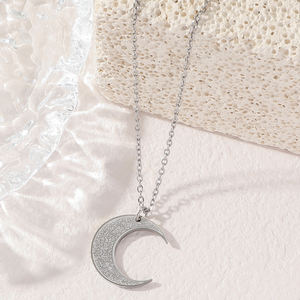 Collier pendentif en acier inoxydable gravé double face, motif lune, inscription islamique arabe musulmane Allah, bijoux 2025 - Product Image 3