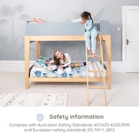 Only B2B Boori Fantastic Custom Built Niños pequeños Ajustable Doble Loft Literas de madera maciza natural con escaleras