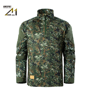 เสื้อเชิ้ตแขนยาวผู้ชายแบบสวมคอซิป คอวี ทรงทหาร ระบายอากาศ แห้งเร็ว น้ำหนักเบา ลายพราง ผ้ายืด/โพลีเอสเตอร์ สปอร์ต - Product Image 3