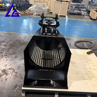 Godet tamiseur hydraulique rotatif pour mini-excavatrices, conçu pour tamiser et séparer les matériaux de traitement sur site