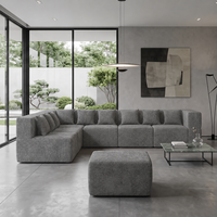 Canapé-lit sectionnel convertible multiplace en forme de L, en tissu moderne avec rembourrage en mousse, pour salon d'appartement, vente en gros usine