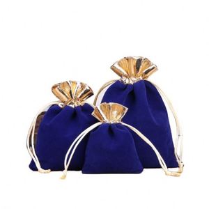 Proluxe Custom Gold <b>Pouch</b> Promotion <b>Drawstring</b> Small Gifts Velvet Packaging Bag With Logo - Product Image 2