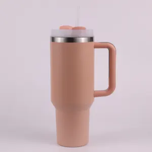Travel Thermal Cup With Vacuum Insulation Home Office Stainless Steel Cup With Straw