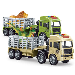 Camion transporteur de dinosaures/lions à friction acousto-optique pour enfants, jouet véhicule de transport inertielle avec sons et lumières - Product Image 1