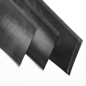 Combinaison en denim 7OZ noir jais pour femmes tissu denim 4 voies à carreaux