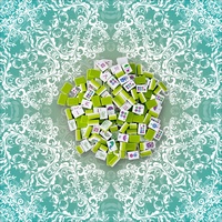 Tapis de jeu de mahjong américain professionnel 4 couches de 30 mm (1-3/16 po) avec 160 tuiles vert citron, vert sarcelle chatoyant et dentelle, poids lourd
