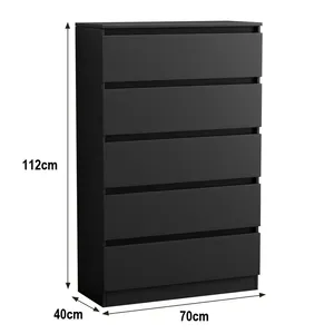 Design moderno semplice in legno con manici traforati e cassettiera a 5 cassetti <span class=keywords><strong>per</strong></span> soggiorno e camera da <span class=keywords><strong>letto</strong></span> - Product Image 6