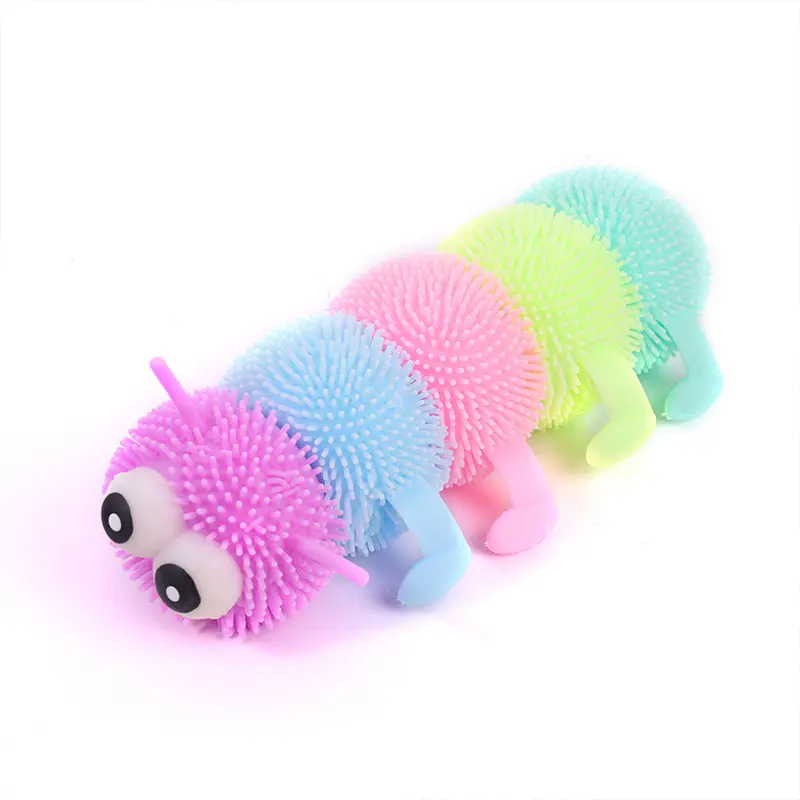 Tpr Clignotant Puffer Ball Belle Coloré Caterpillar Puffer Ball Animaux Personnalisés pour Enfants Jouet Peluche