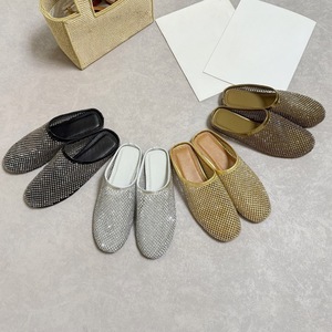 Mules plates en cuir véritable à empeigne en maille, style slip-on, respirantes, à bout fermé, demi-chaussons d'été 2026 pour femme, pour l'extérieur - Product Image 1