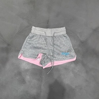 Pantalones Cortos Deportivos de Doble Capa Transpirables para Mujer, de Verano, con Cordón Ajustable, Remaches y Cintura Alta, 100% Poliéster