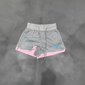 Shorts de course double couche pour femme, effet deux pièces, en maille, avec cordon de serrage, taille haute, pour l'été - Product Image 3