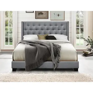Роскошные кровати в классическом американском стиле, мягкая обивка из бархатной ткани, Королевский размер, размер Queen, мебель для спальни
