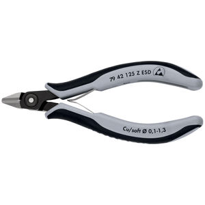 KNIPEX 79 42 125 Z ESD Coupe-fil diagonale de précision pour électronique ESD avec poignées multi-composants bruniées 125 mm - Product Image 1