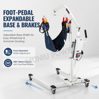 Lève-personne électrique robuste pour patients, capacité 200 kg, palan de transfert médical avec base à pédale pour la rééducation thérapeutique