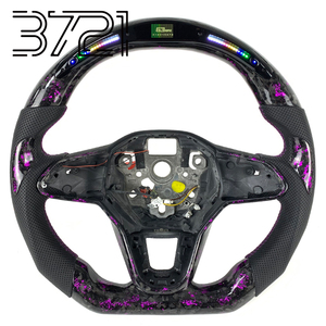 Volant sport à fond plat personnalisé en fibre de carbone véritable forgée avec LED pour VW Volkswagen Golf MK8 MK8.5 GTI R 2020-2025 - Product Image 2