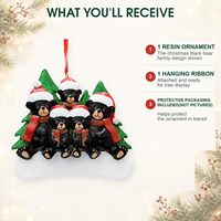 Ornement de Noël Ours Noir 2027 |   Cadeau personnalisé pour une famille de 5 personnes