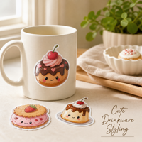 Pack d'autocollants personnalisés Kawaii Donut Sweets Dessert avec vinyle PVC brillant imperméable découpé à l'emporte-pièce pour ordinateur portable, boîte à lunch, carnet, tasse