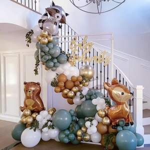 Guirlande d'<span class=keywords><strong>arche</strong></span> <span class=keywords><strong>de</strong></span> ballons sur le thème des animaux <span class=keywords><strong>de</strong></span> la forêt personnalisée, comprenant des ballons en feuille d'aluminium sur le thème des animaux et un kit <span class=keywords><strong>de</strong></span> ballons en latex bleu, blanc et marron - Product Image 2
