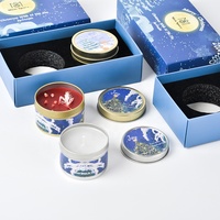 Petites bougies parfumées en étain pour Noël 2024 bougies et ensemble de parfums d'intérieur boîte-cadeau bougie en étain de 3 avec arôme