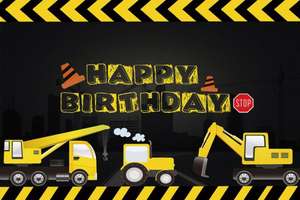 Toile de fond de photographie de <span class=keywords><strong>camion</strong></span> de <span class=keywords><strong>dessin</strong></span> <span class=keywords><strong>animé</strong></span> LEMON 5*3 pieds, décorations de fête d'anniversaire pour garçon, fond en vinyle, photomaton - Product Image 3