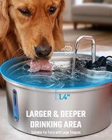 Fontaine à eau pour chat avec fenêtre transparente 2,2 L/74 oz, super silencieuse et avec filtre automatique en acier inoxydable pour animaux de compagnie