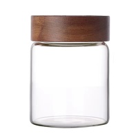 220ml 330ml 570ml Pot de rangement de cuisine Couvercle en bois d'acacia Pot en verre hermétique à haute teneur en borosilicate