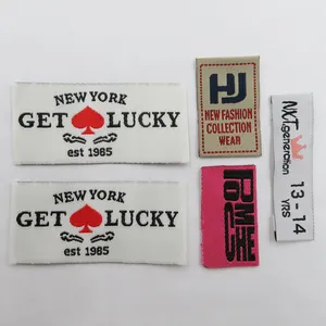 Wholesale factory outlet custom woven label sustainable new design high quality custom clothing tag name logo for brand label
