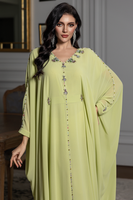 Robe Abaya élégante pour femmes, ornée de strass et en tissu polyester, pour l'automne