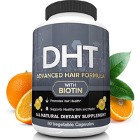 Complément alimentaire pour la perte de cheveux chez l'adulte, marque privée OEM, bloqueur de DHT, biotine, capsules végétaliennes, 60 capsules/flacon
