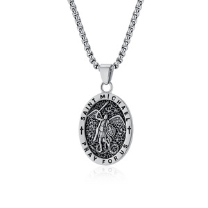 Cross-border best-selling retro Michael Angel <b>titanium</b> steel necklace for men, a niche, unique, versatile everyday accessory. - Product Image 1