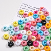 Perles acryliques plates colorées à grand trou de 5 mm, perles intercalaires effet bonbon pour la fabrication de bijoux, chaînes de téléphone, breloques de sac et bracelets - Vente en gros
